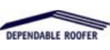 A dark blue logo featuring a stylized roof silhouette above the text 