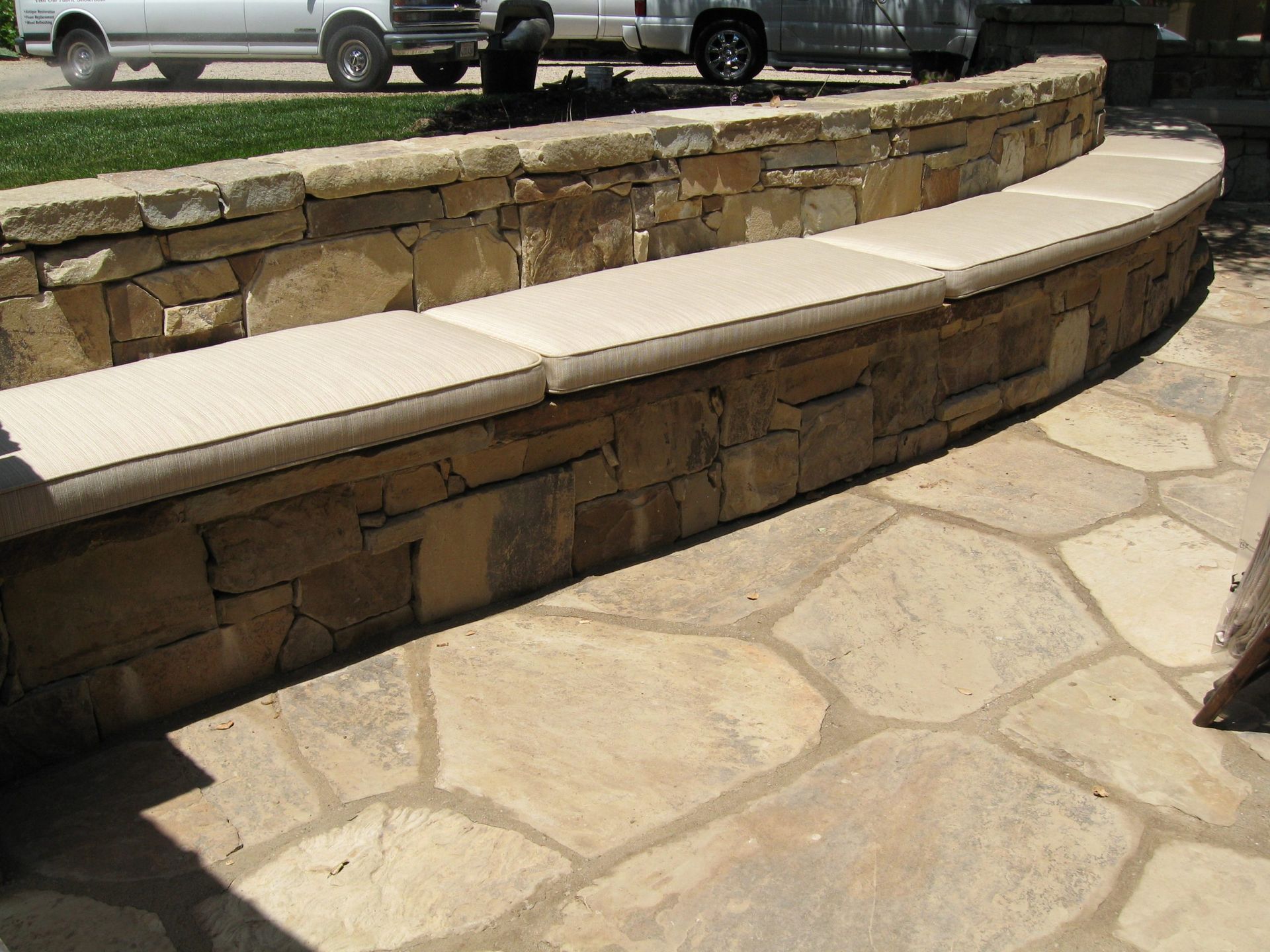 Stone Wall with a Bench — San Jose, CA — Upholstery Specialists