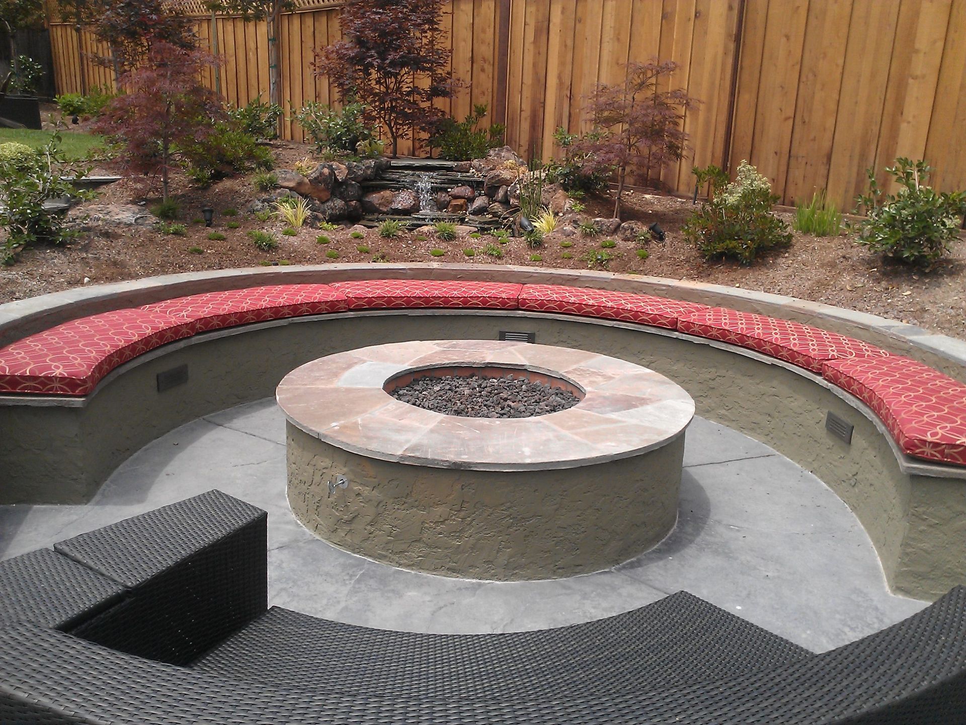 Fire Pit is Surrounded by a Bench — San Jose, CA — Upholstery Specialists