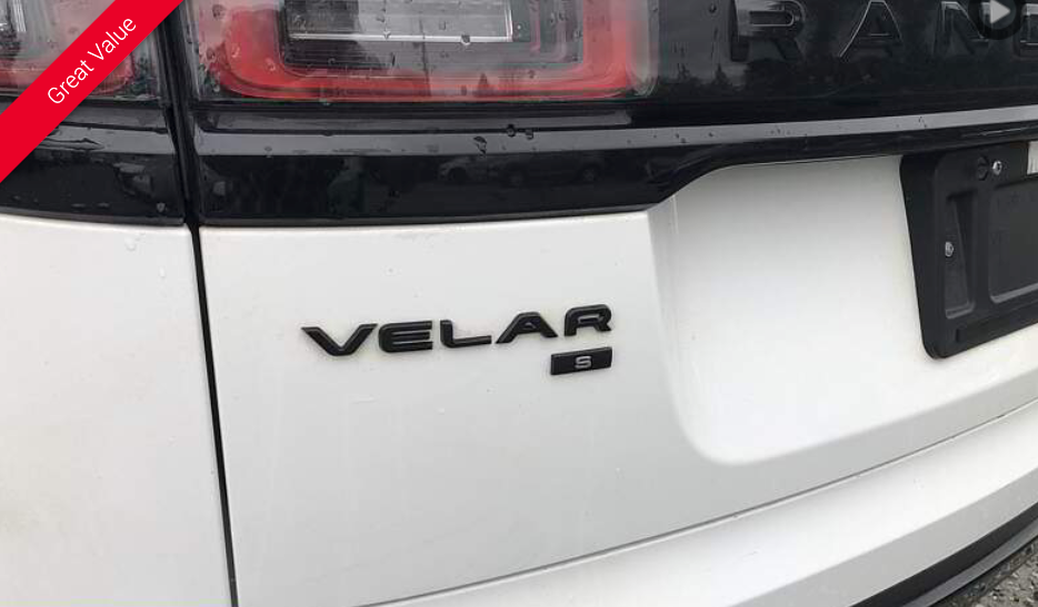 White Range Rover Velar rear with black 