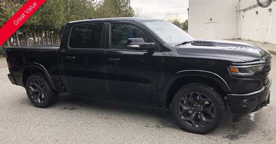 Black Ram truck parked outdoors.