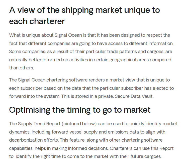 Text about shipping market software.