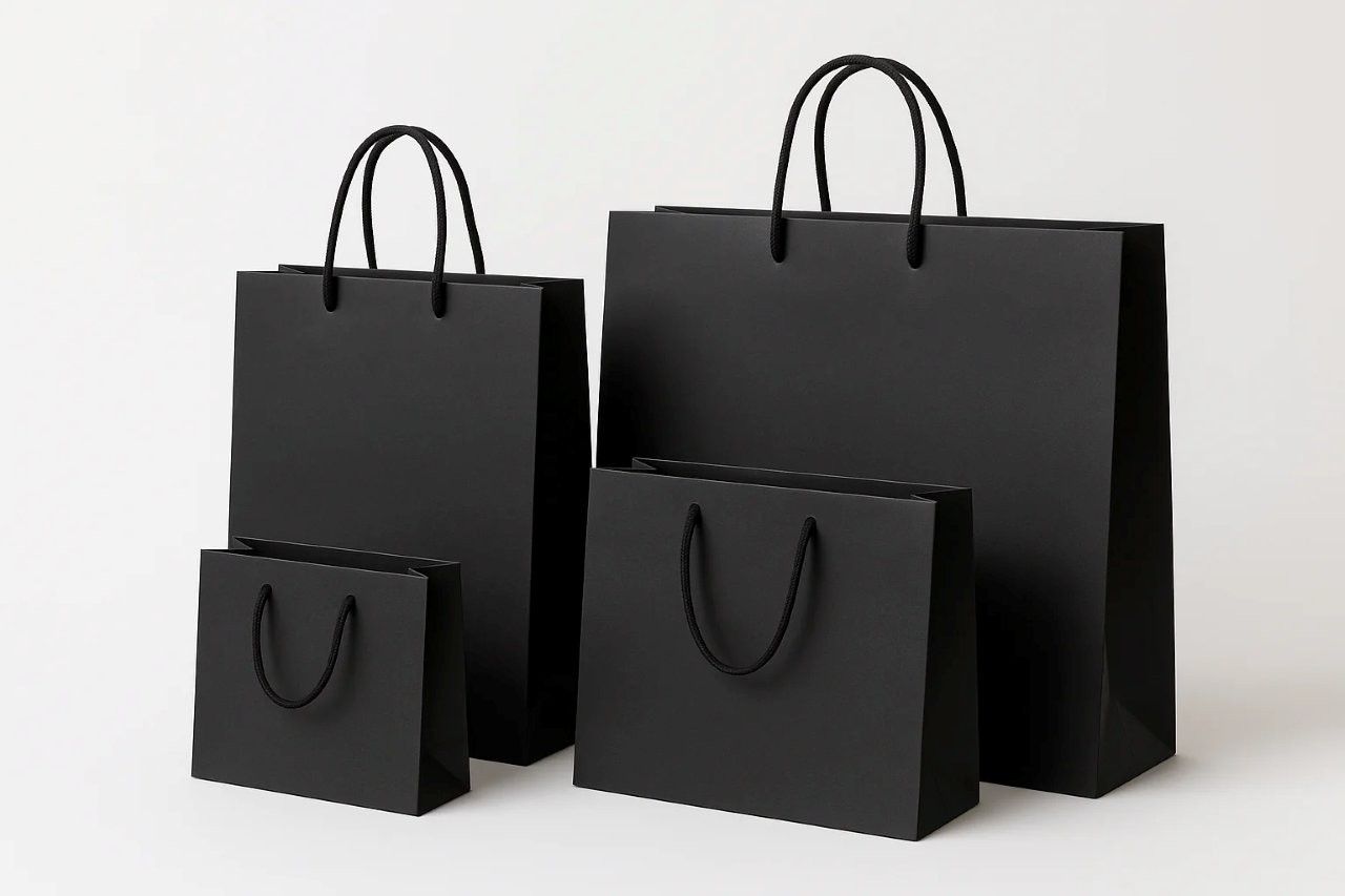 Sacchetti lusso neri in carta opaca