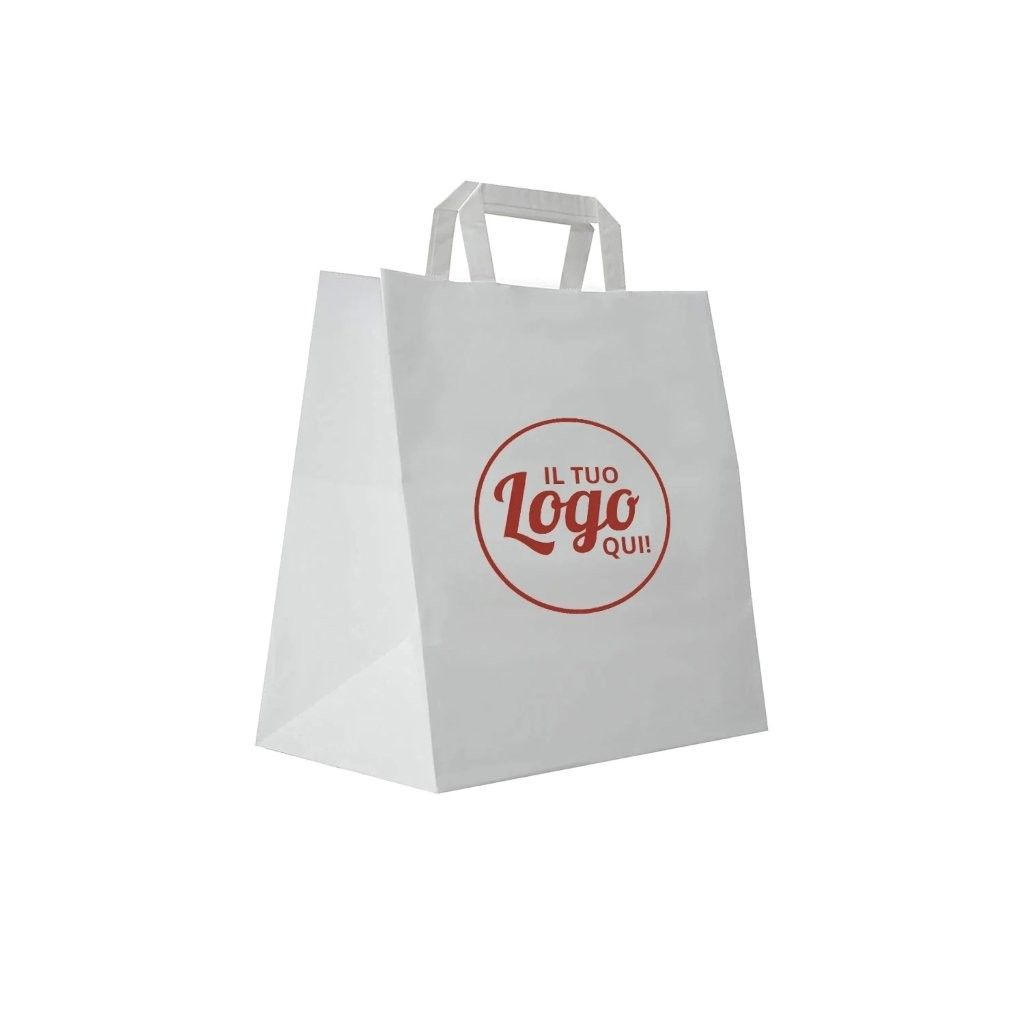 Shopper Take Away Bianca con manico piatto