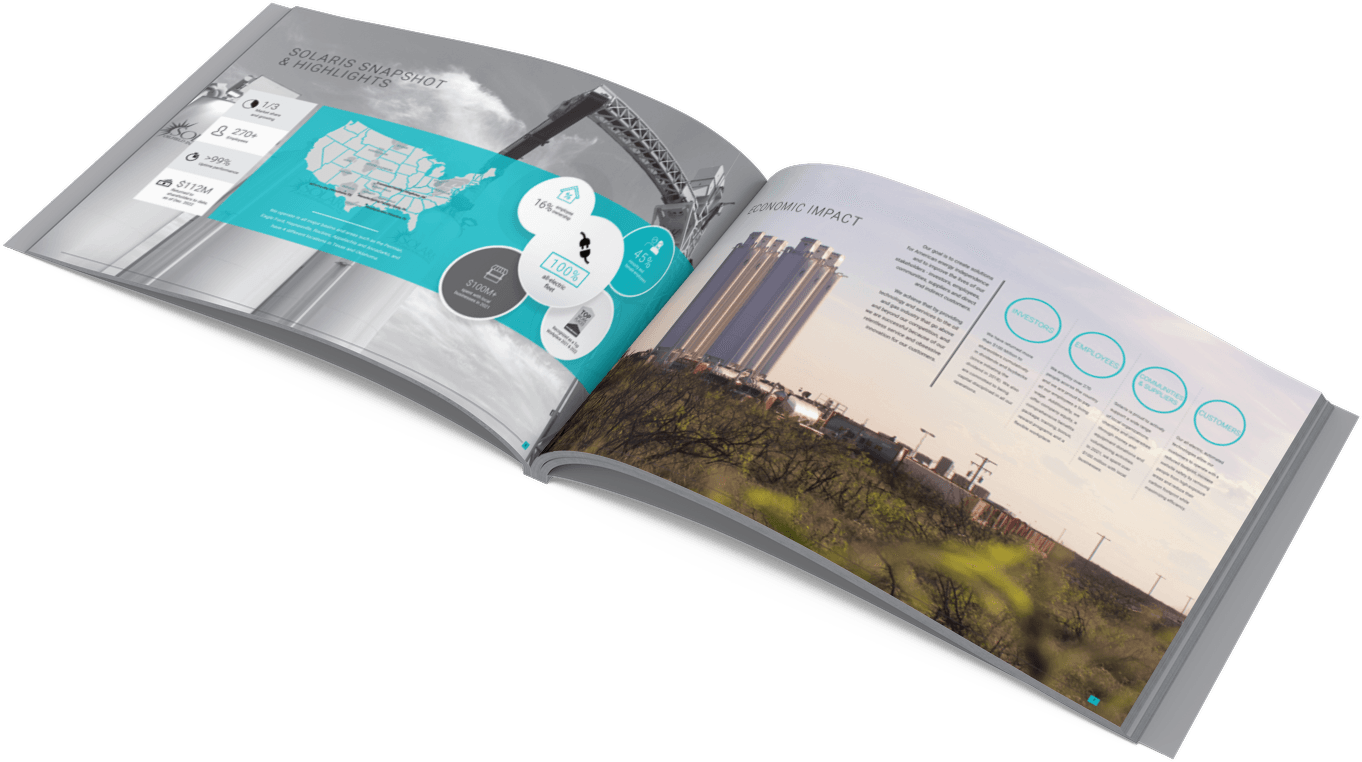 Mockup of the 2021 Sustainability Report pdf