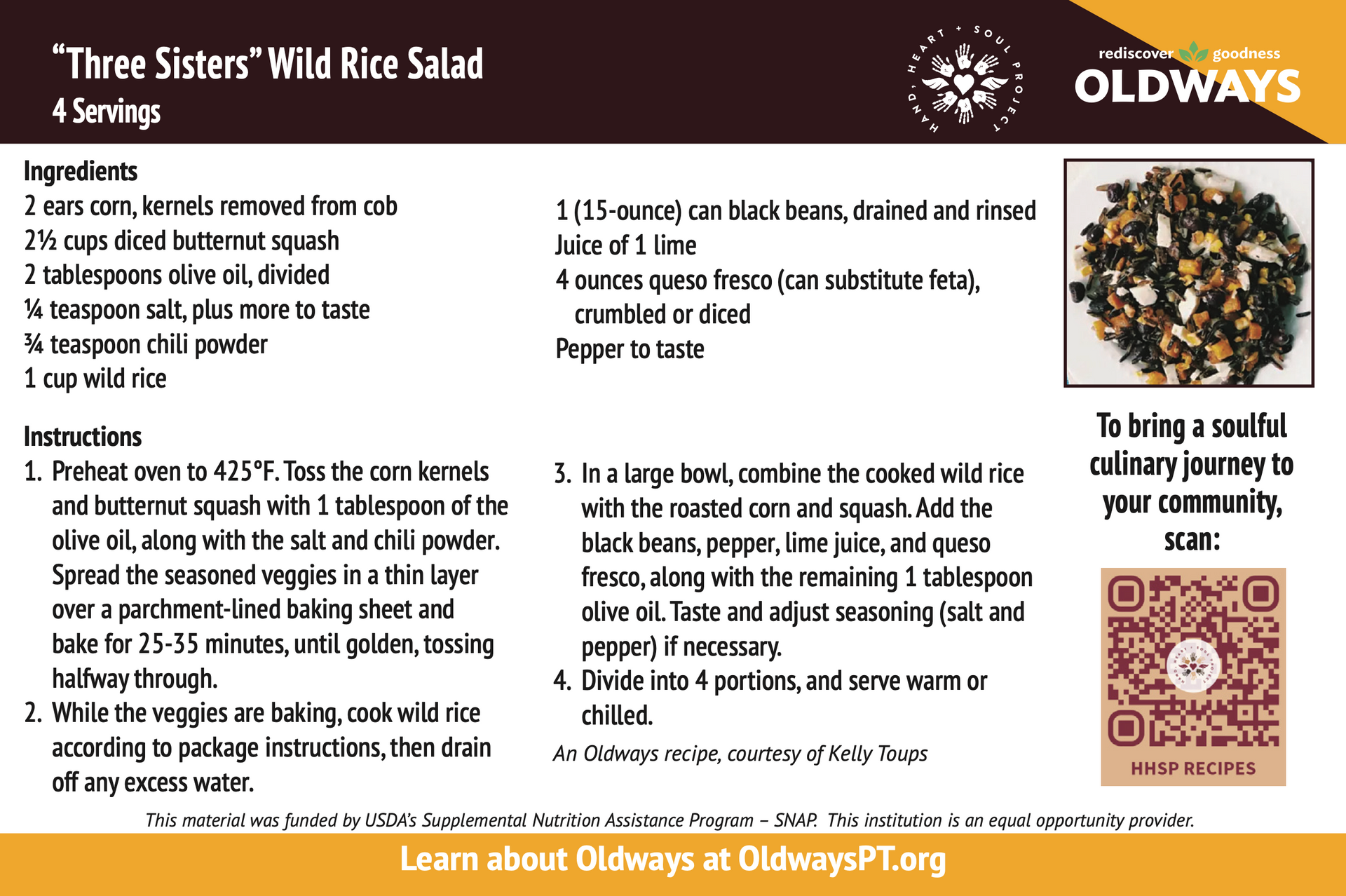 A recipe for three sisters wild rice salad