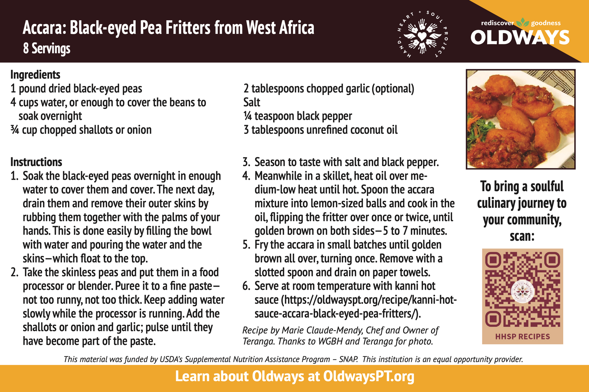 A recipe for black eyed pea fritters from west africa
