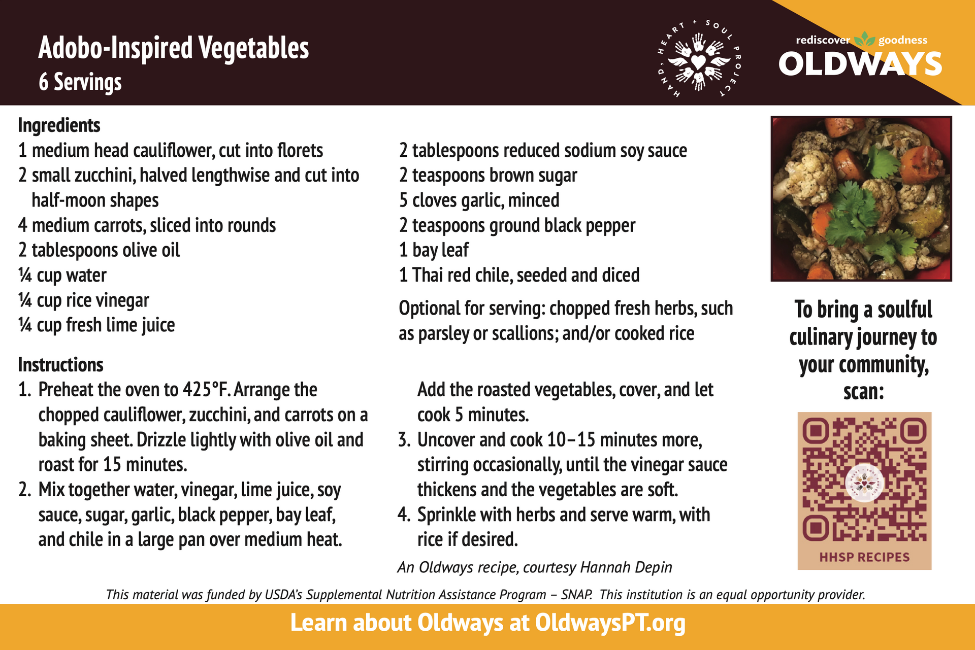 A recipe for a dish called adoba inspired vegetables