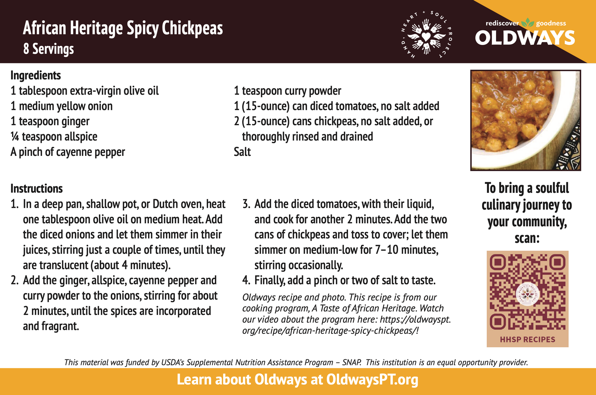 A recipe for african heritage spicy chickpeas