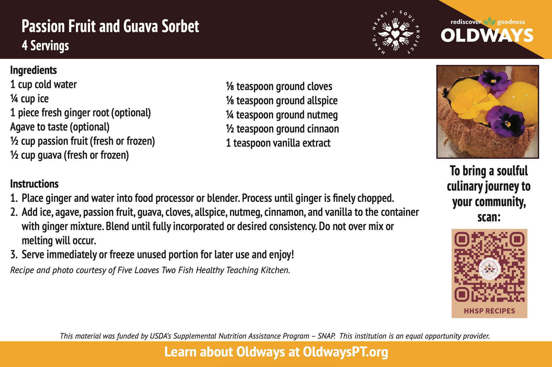 An oldways recipe for passion fruit and guava sorbet