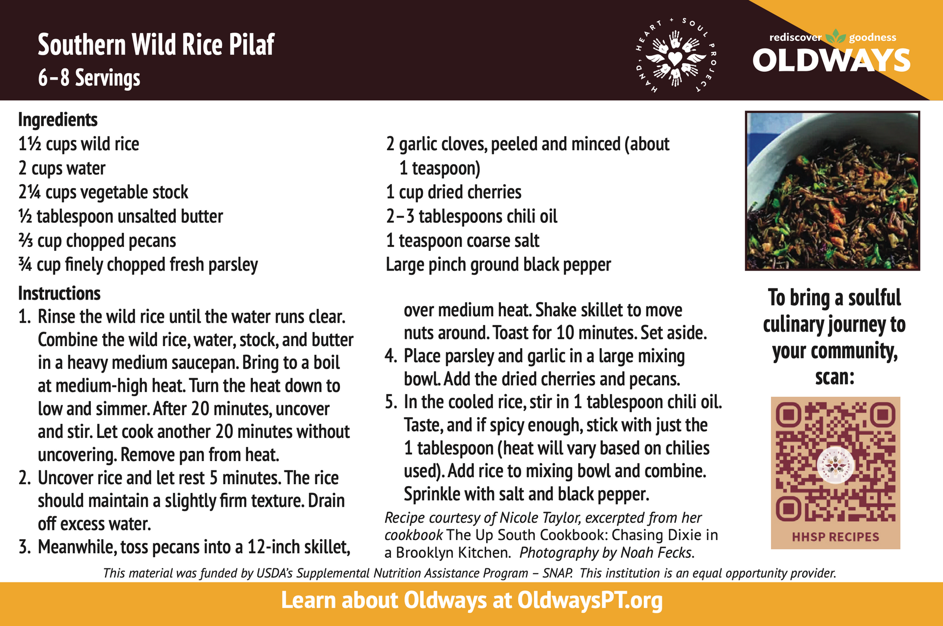 A recipe for southern wild rice pilaf from oldways