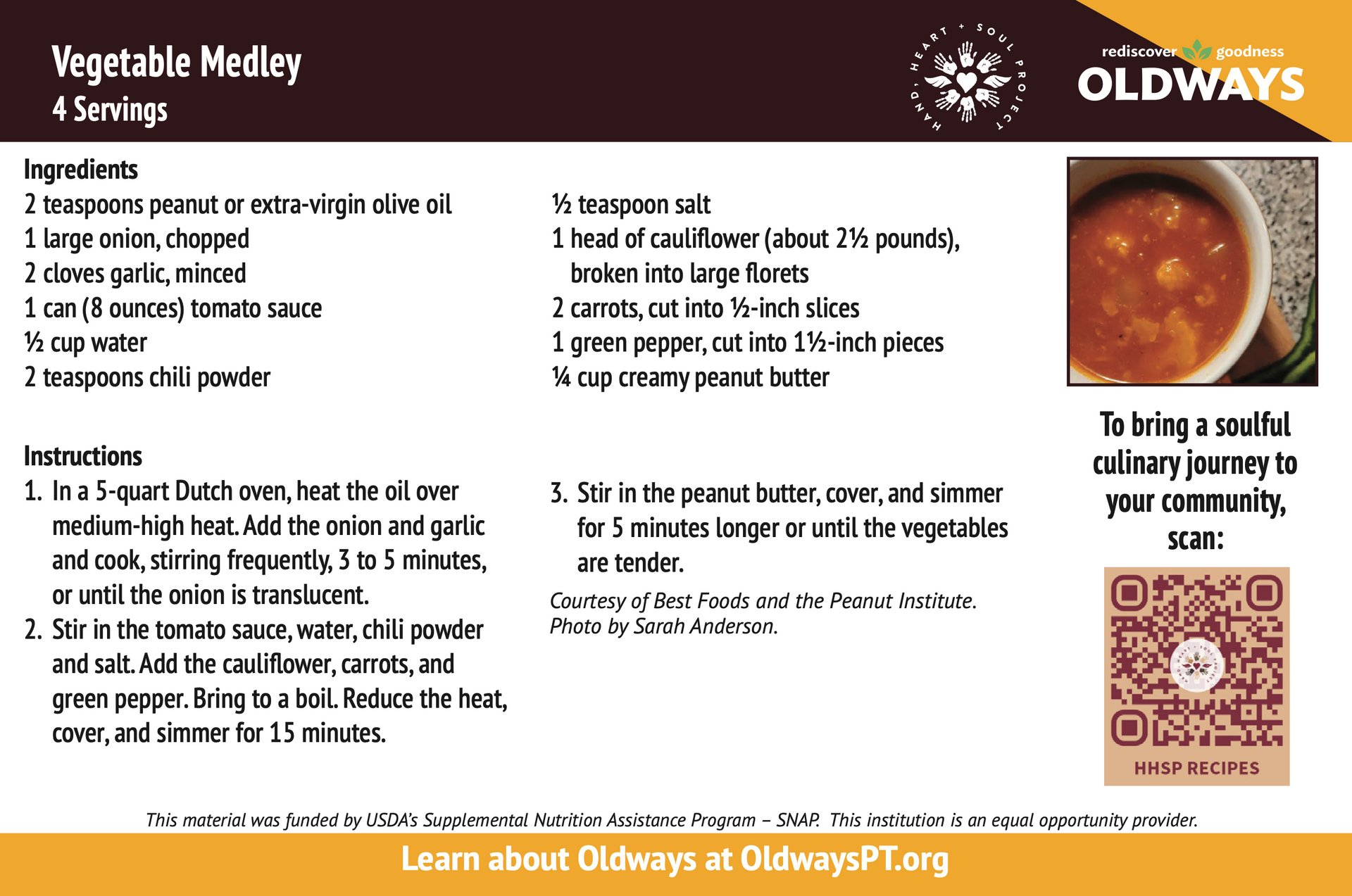 A recipe for vegetable matley soup with a picture of a bowl of soup