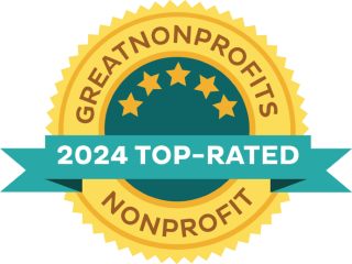 A badge that says greatnonprofits 2024 top-rated nonprofit