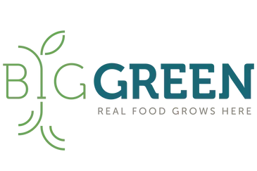 A logo for big green real food grows here