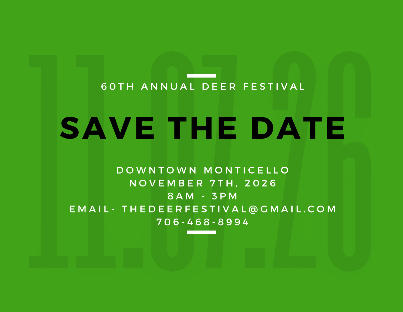A poster for the 60th annual deer festival and 29th annual deer dash