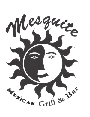 A black and white logo for mesquite mexican grill and bar