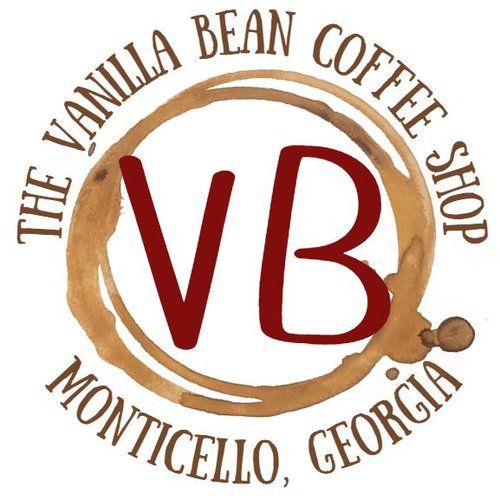 A logo for the vanilla bean coffee shop in monticello georgia