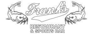 A black and white logo for frank 's restaurant and sports bar.