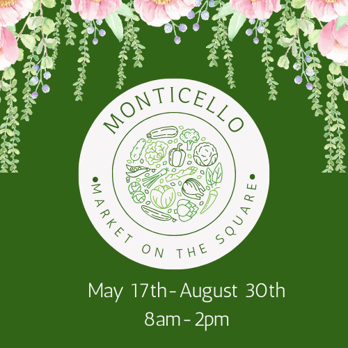 A poster for a market on the square in monticello georgia