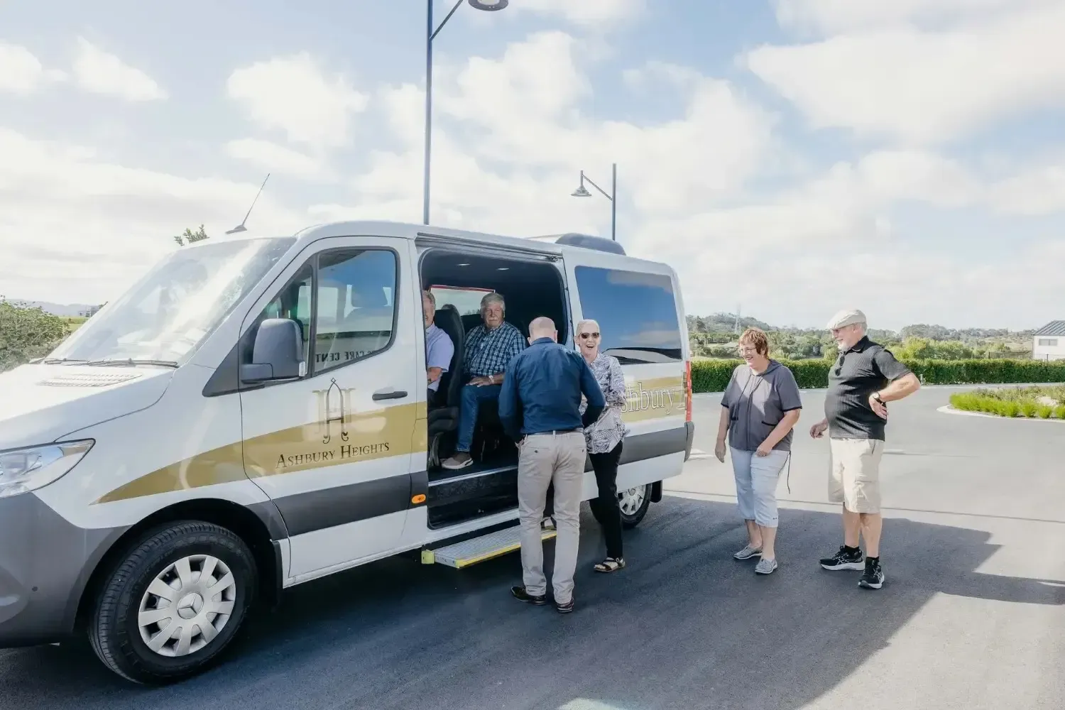 Residents boarding Ashbury Heights van