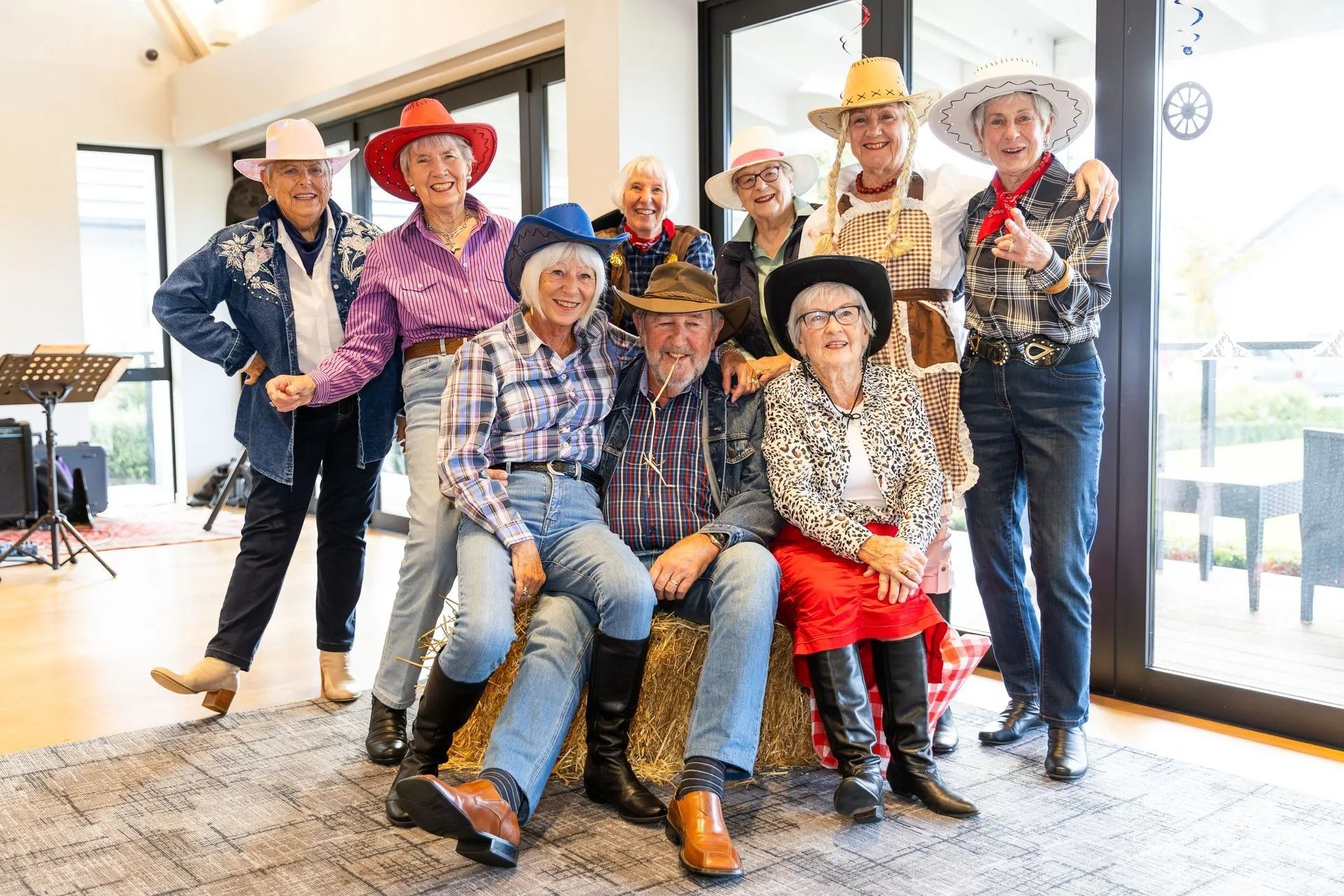 Residents enjoying cowboy theme event
