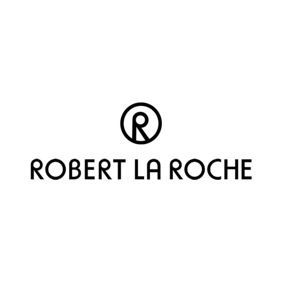 Il logo di Robert la Roche è un logo in bianco e nero su sfondo bianco.