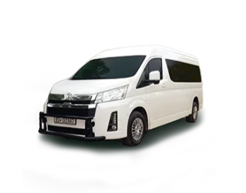 A white van is parked on a white background.