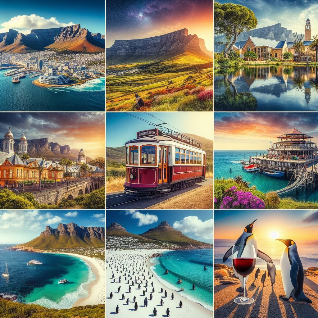 A collage of pictures of various places in south africa