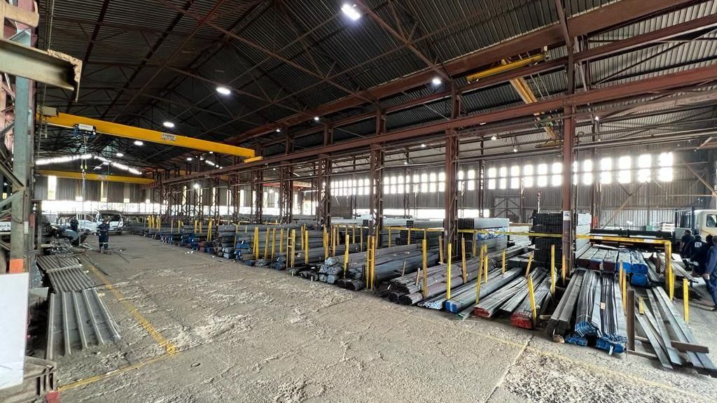 NJR Steel warehouse full of various types of steel