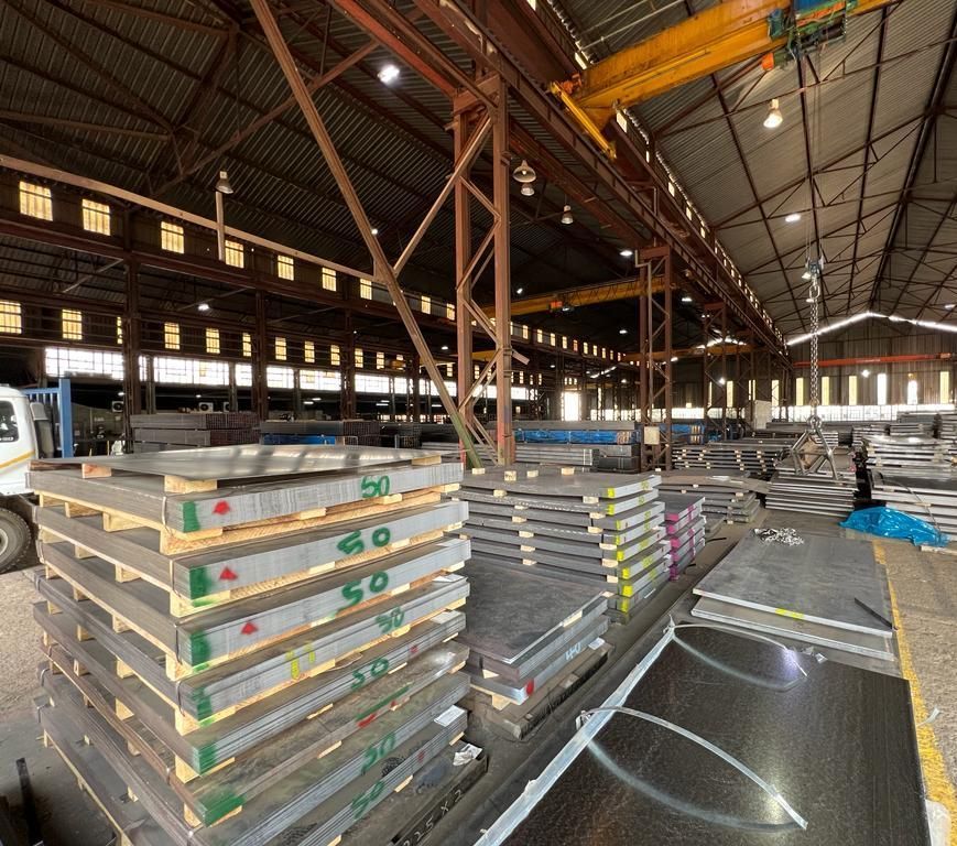 njr warehouse with various steel products