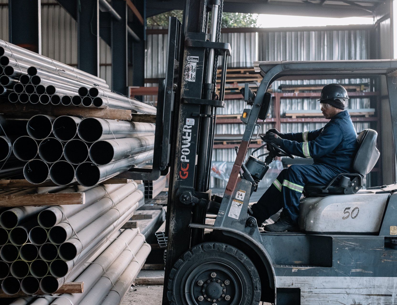 Forklift moving steel near Johannesburg North