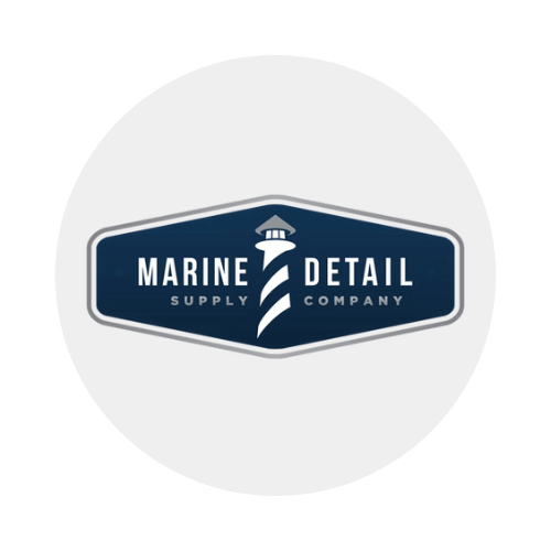 The logo for marine detail supply company has a lighthouse on it.