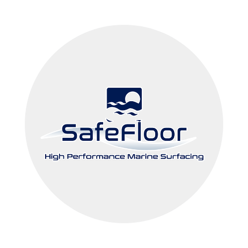 A logo for a company called safe floor high performance marine surfacing.