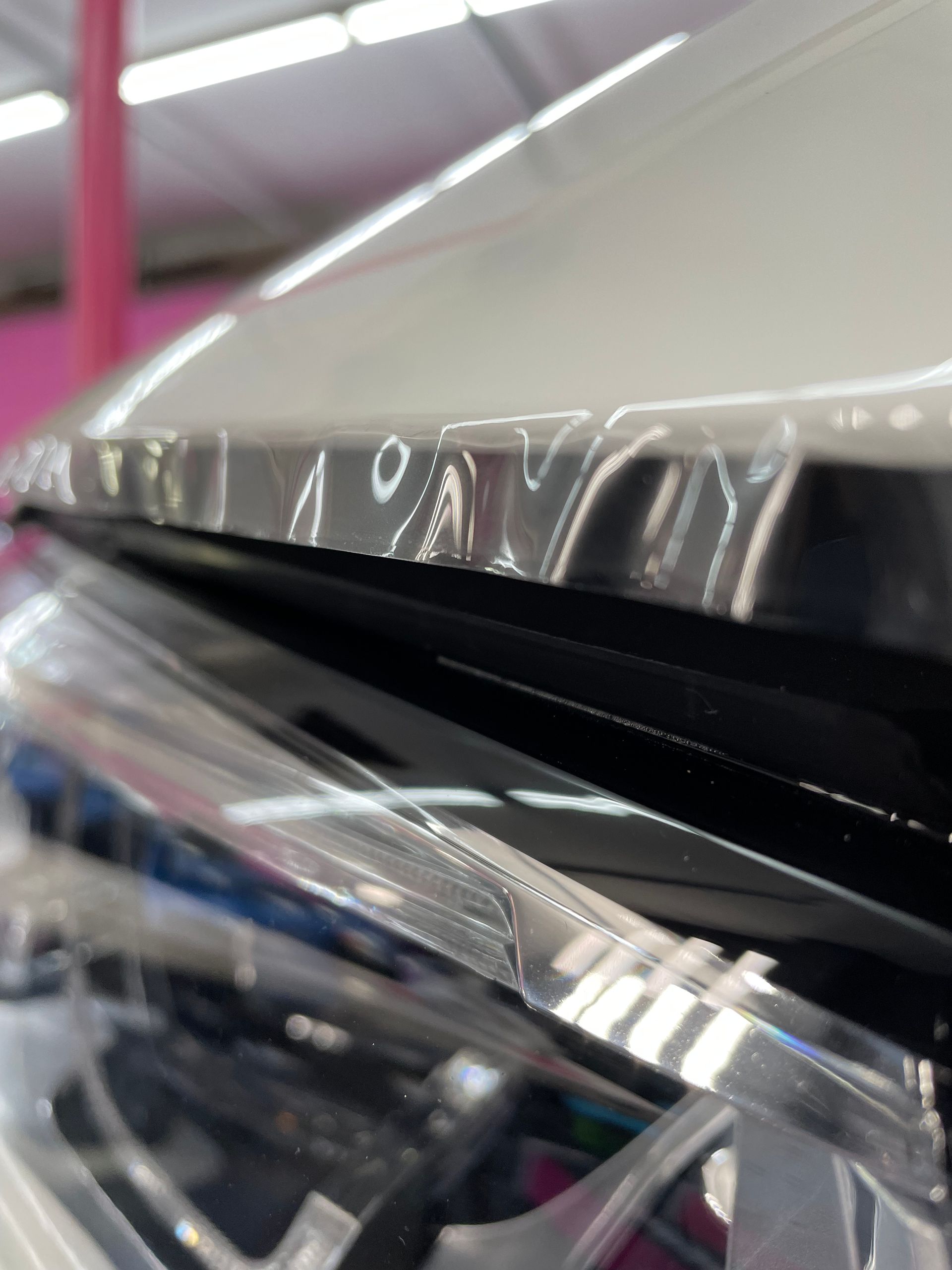 A close up of the hood of a car