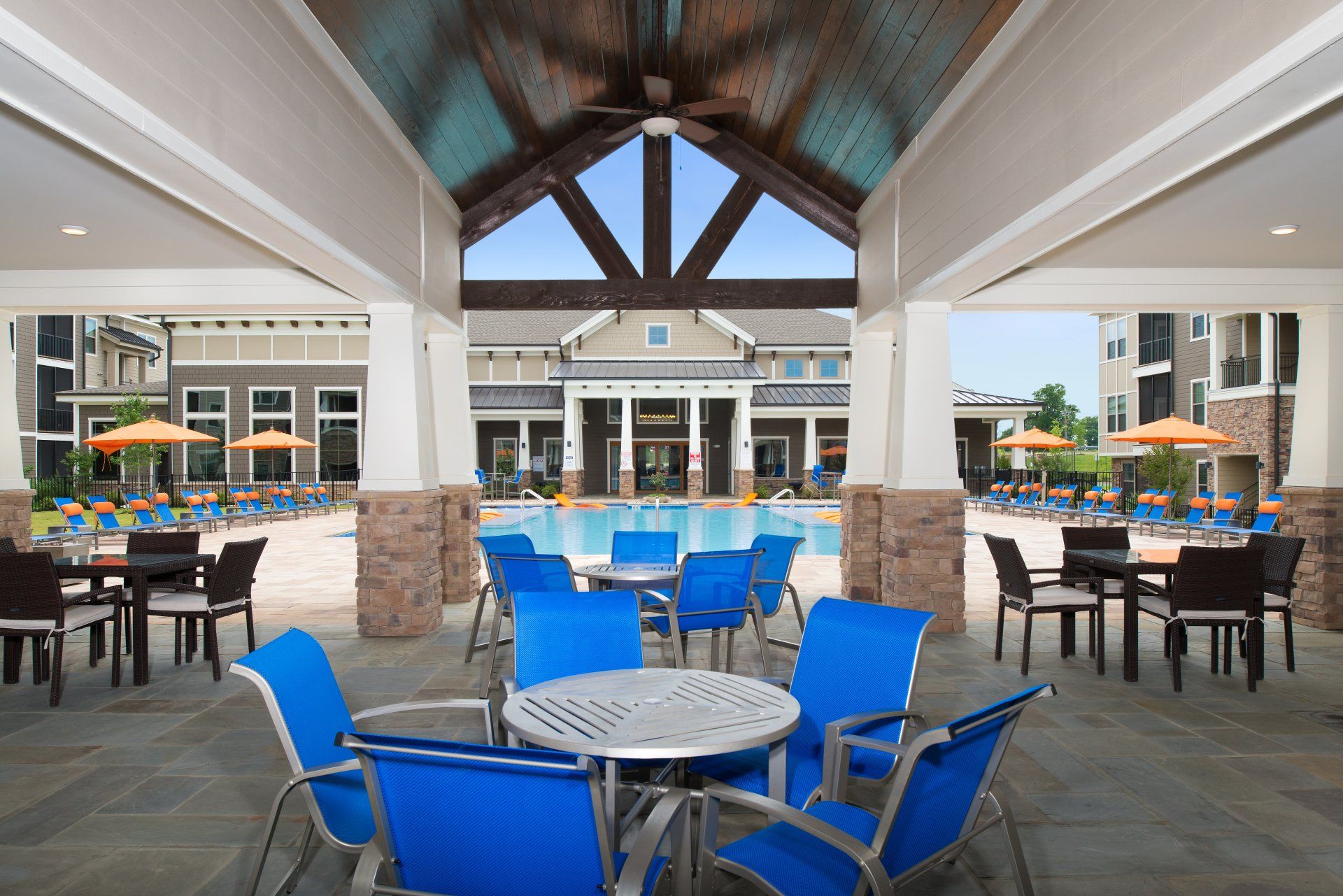 Outdoor seating at Silver Collection at Cosner's Corner in Fredericksburg, VA.