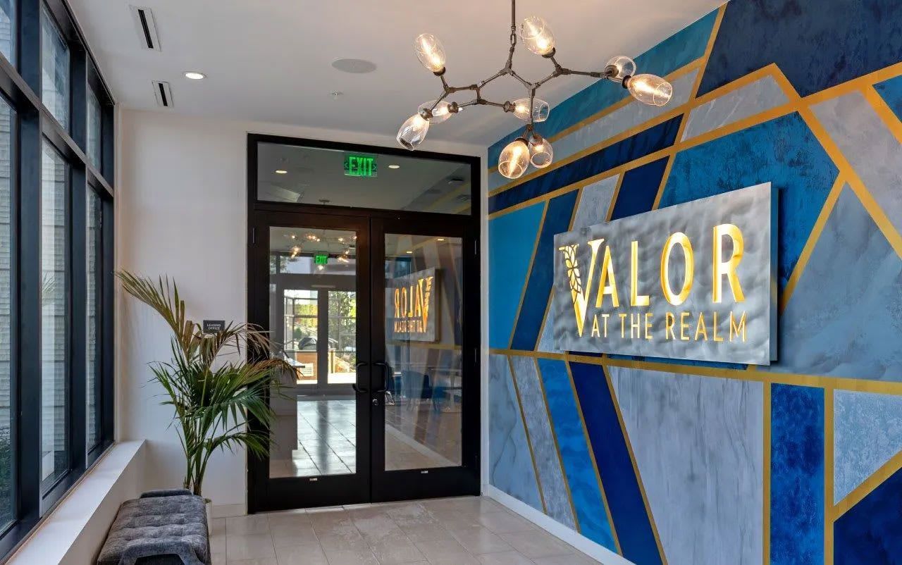 Lobby at Valor at the Realm in Lewisville, TX.