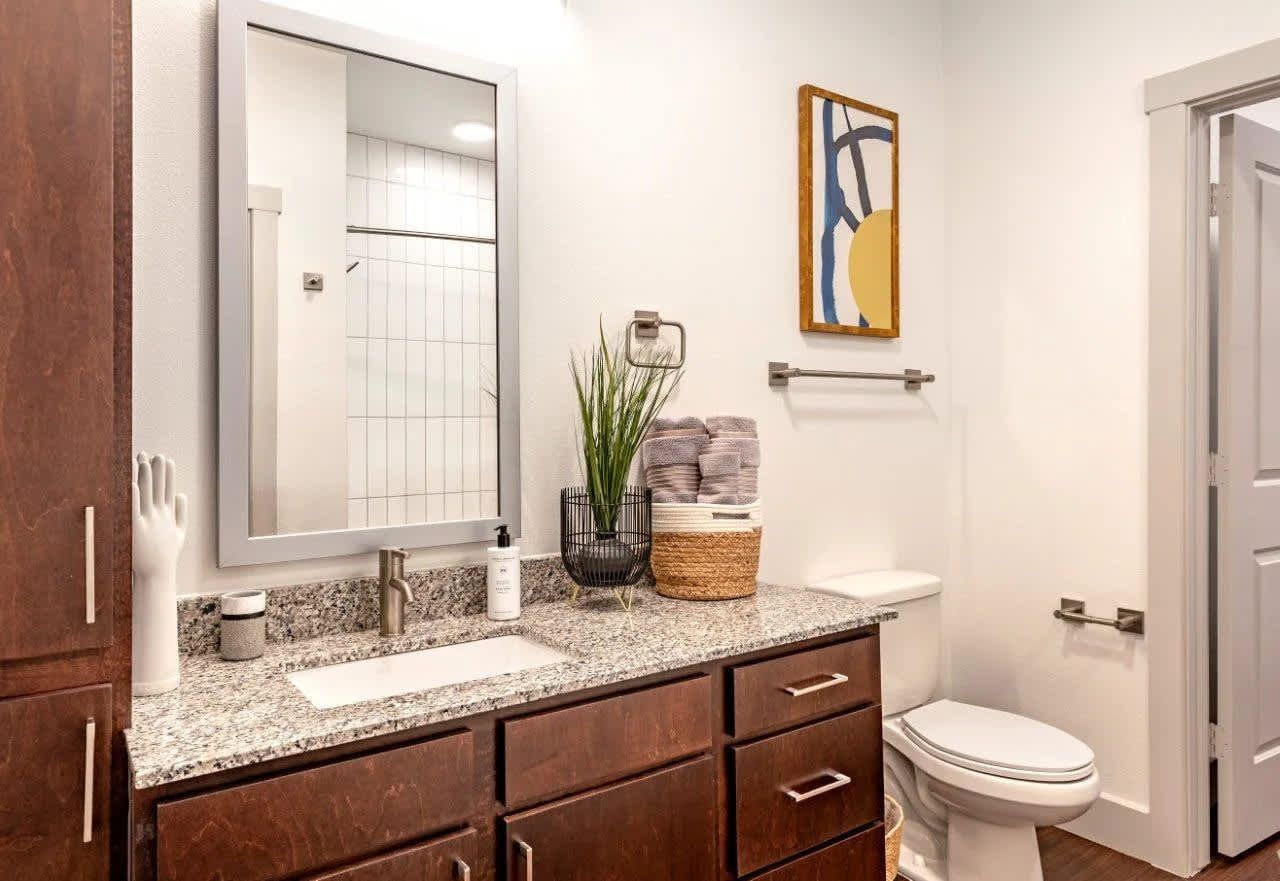 Bathroom at Valor at the Realm in Lewisville, TX.