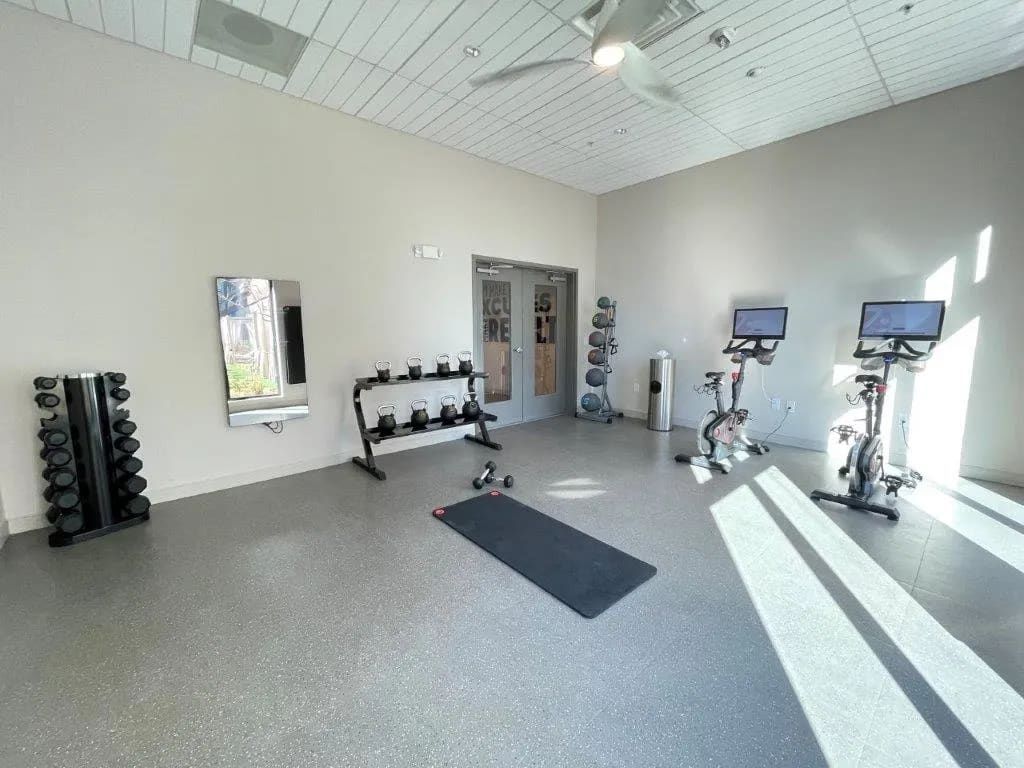 Gym at Valor at the Realm in Lewisville, TX.
