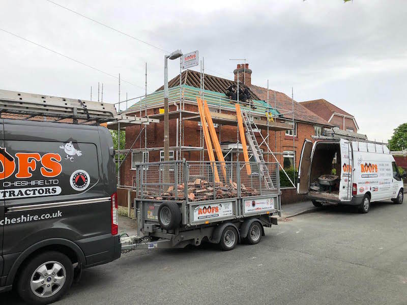 Roof replacement work underway