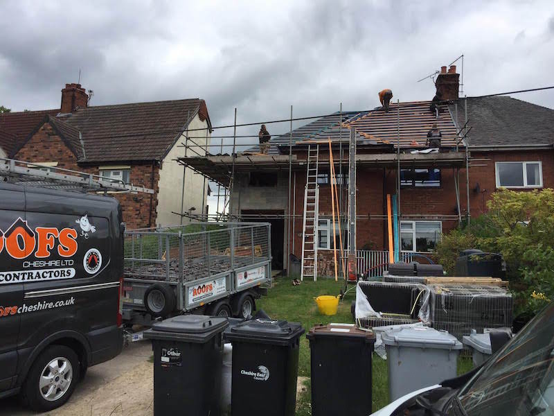 Roof replacement work underway