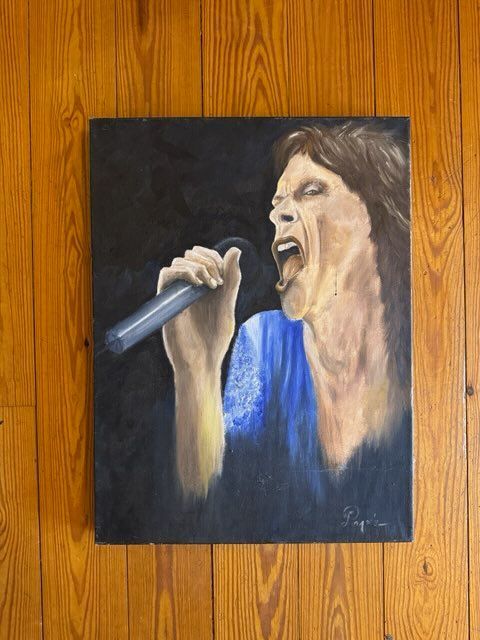 A painting of a woman singing
