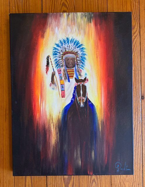 A pale of rider painting