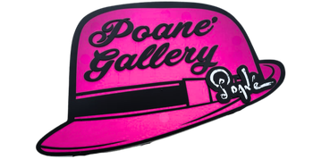 A pink hat with the words poane gallery on it