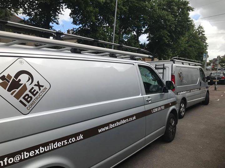 Ibex Builders Vans with logos 