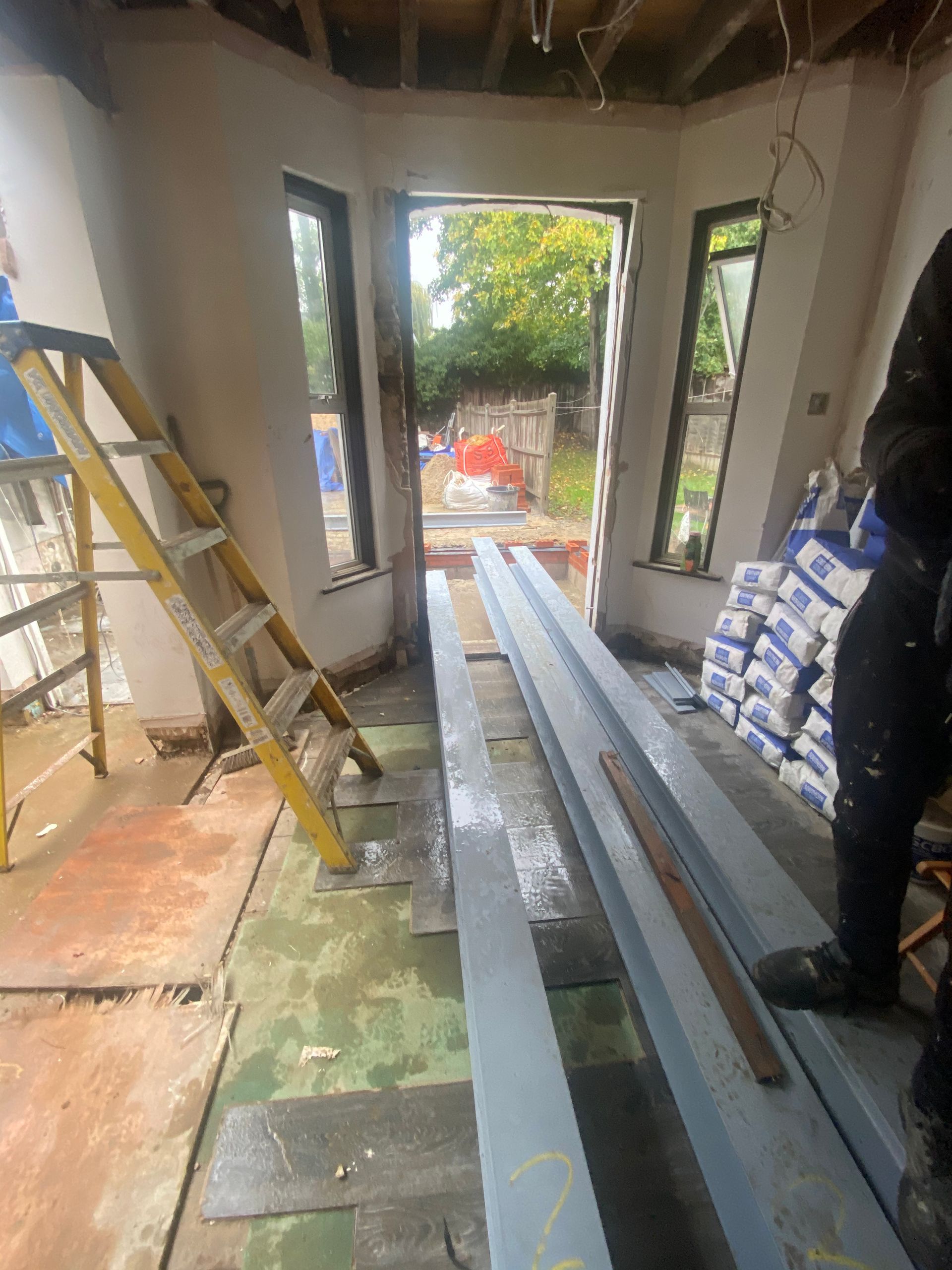 Interior view of steel frame construction by the Ibex Builders team in Walthamstow E17.