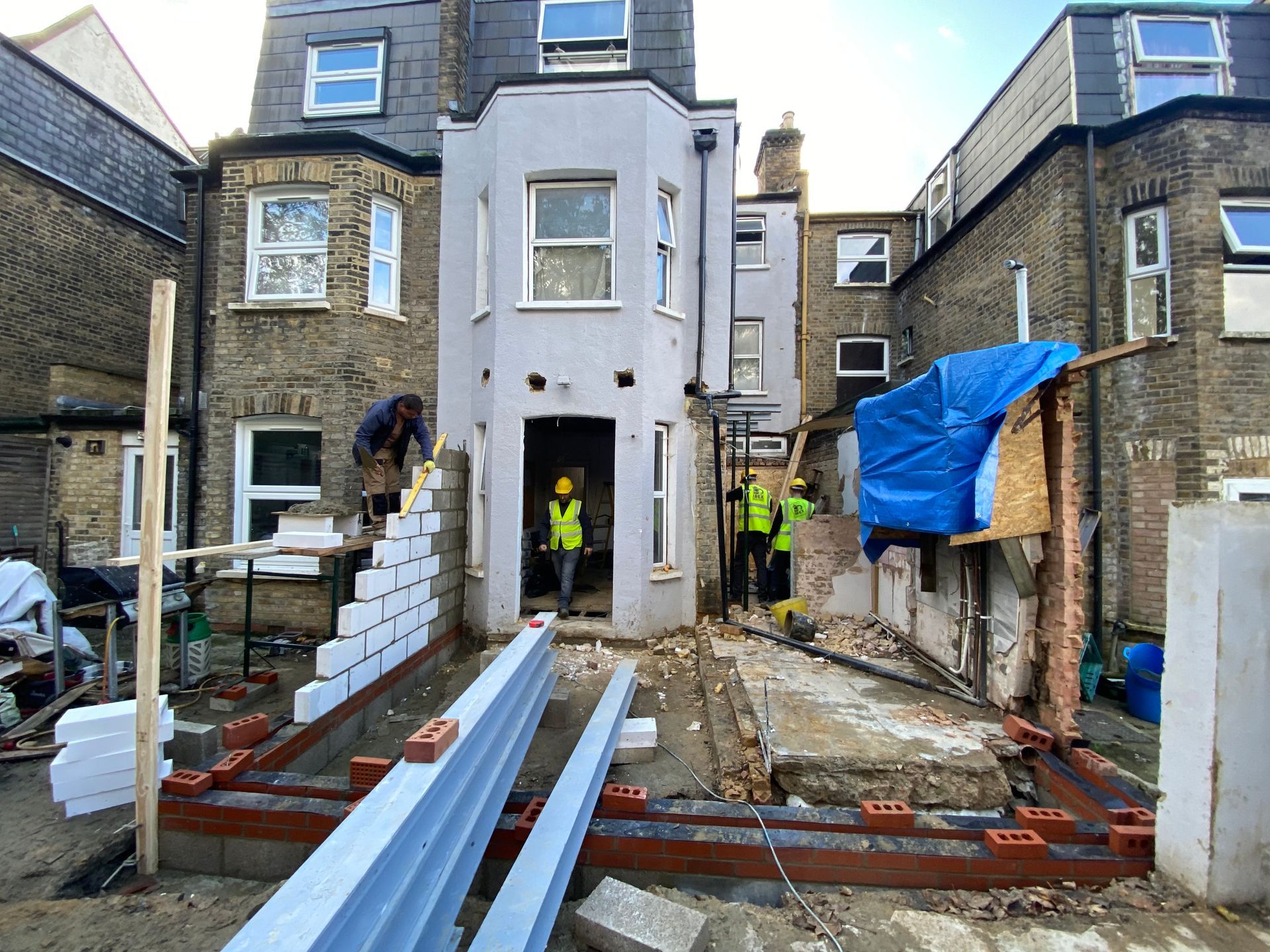 Large-scale structural work and steel beam delivery by Ibex Builders for a Walthamstow E17 project.