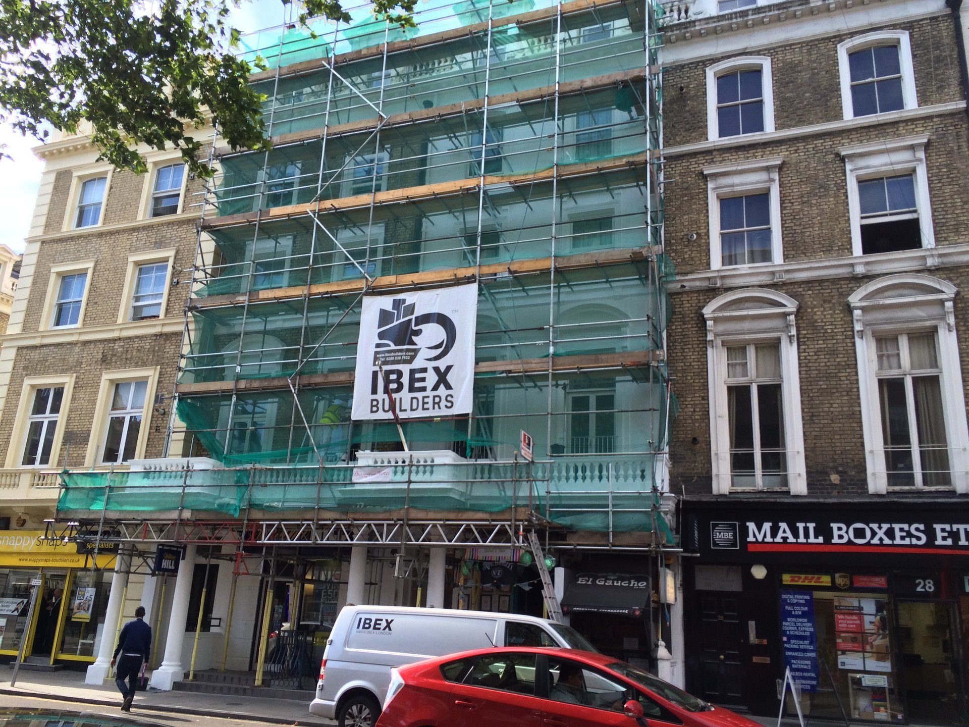 Ibex Builders scaffolding and logo 