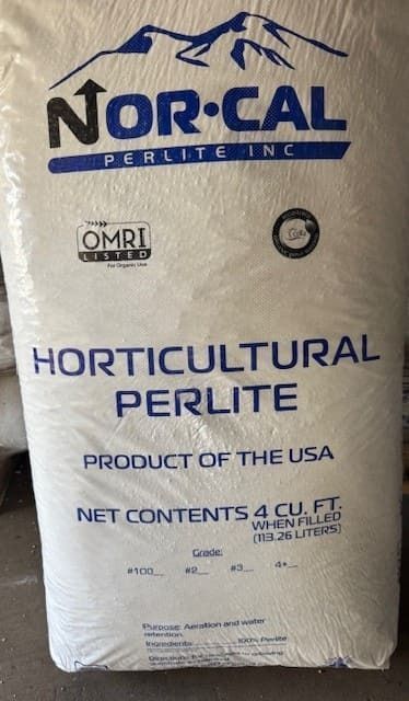 Bag of Nor-Cal horticultural perlite, a product of the USA. Net contents: 4 cu ft.