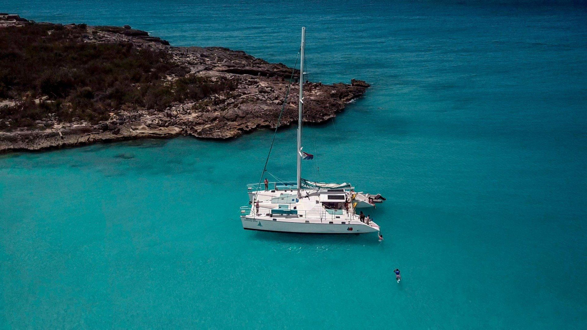 Random Wind Catamaran Charter anchored in St Maarten