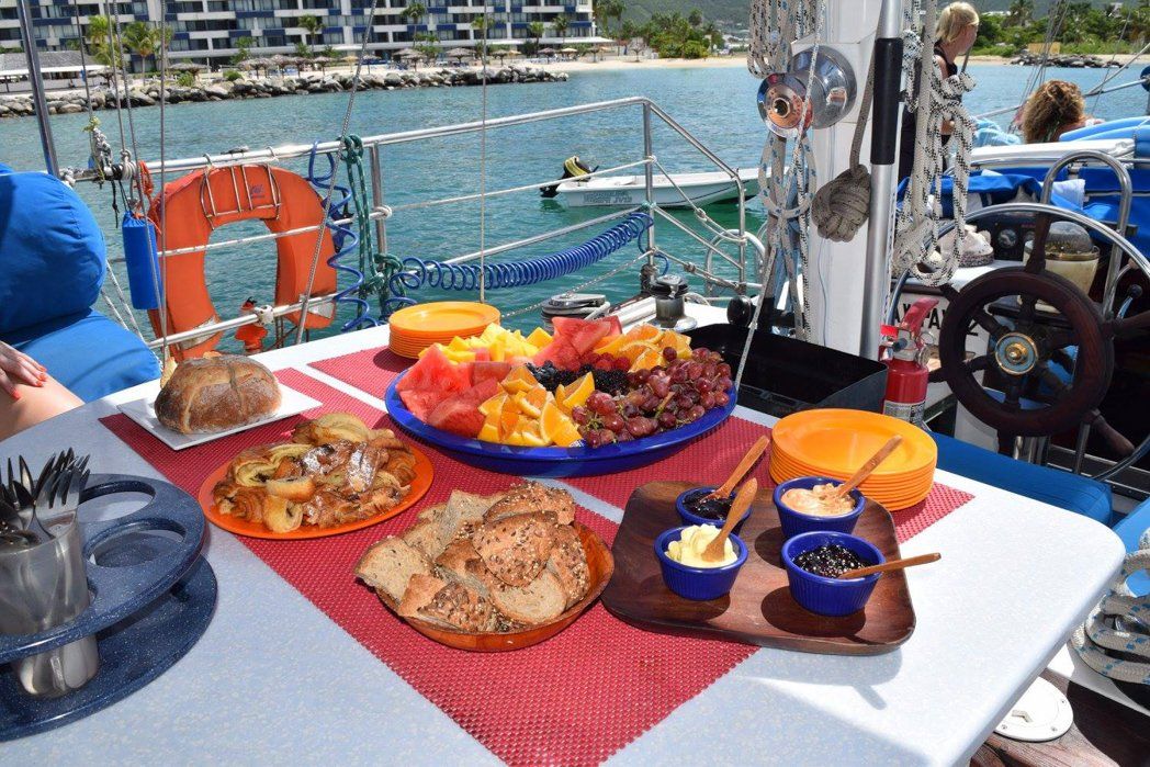 Fresh fruit and snacks served on Random Wind Charters